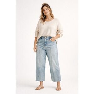 Daze Denim Pleaser High Rise Wide Leg Ankle Jeans Light Blue Size 32 NWT